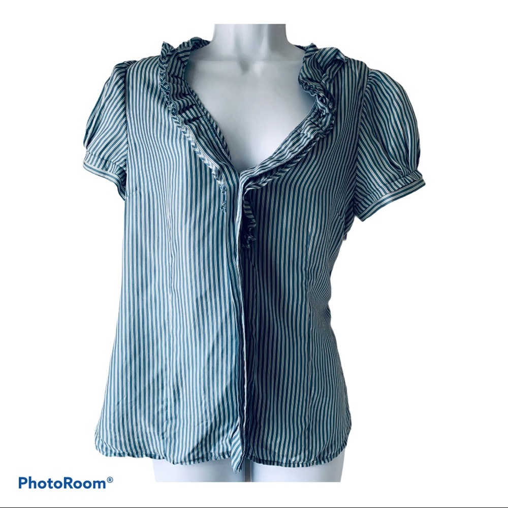 BCBG MAX AZRIA silk ruffled top size M
